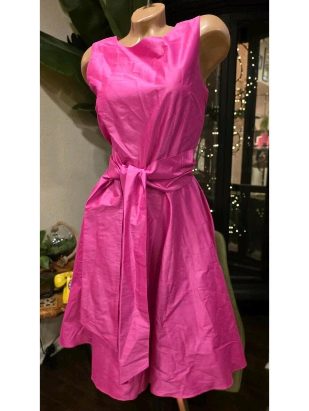 Sara Campbell Vintage 1980s Pink Silk Midi Dress| Size 6